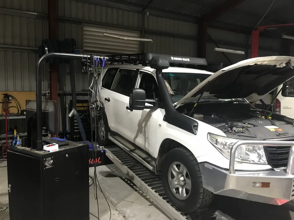 Toyota LandCruiser 200 Series 4WD on the dyno during a custom diesel build at Trusted Mechanical, Adelaide