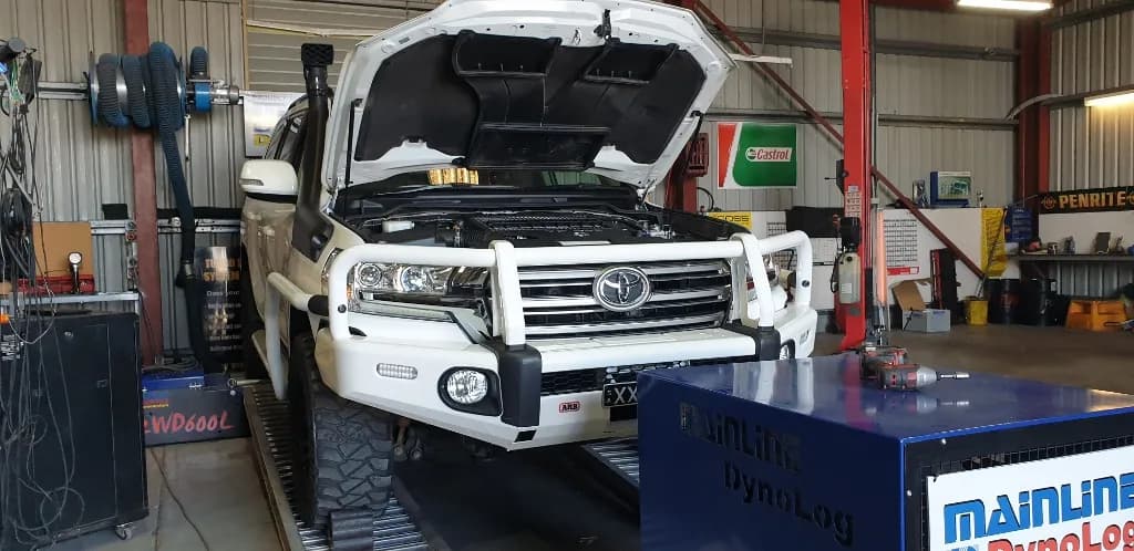 Toyota 200 Series diesel on the in-house dyno during a tune at Trusted Mechanical, Adelaide