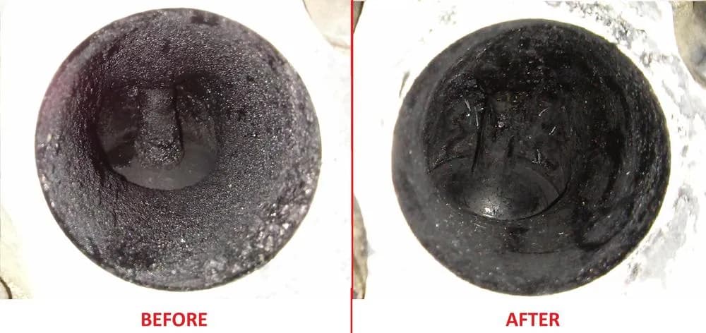 Before and after diesel intake carbon clean at Trusted Mechanical, Adelaide