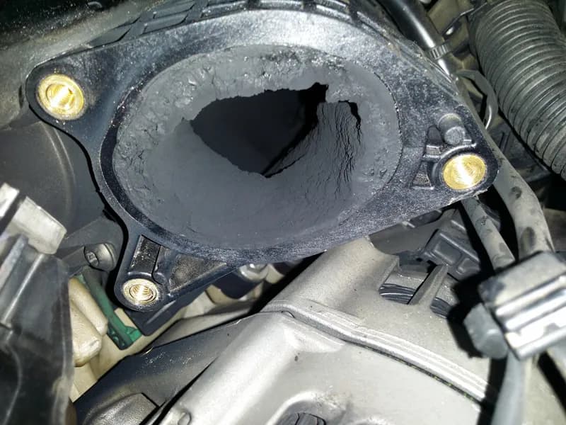 Diesel intake manifold choked with carbon buildup before cleaning at Trusted Mechanical, Adelaide