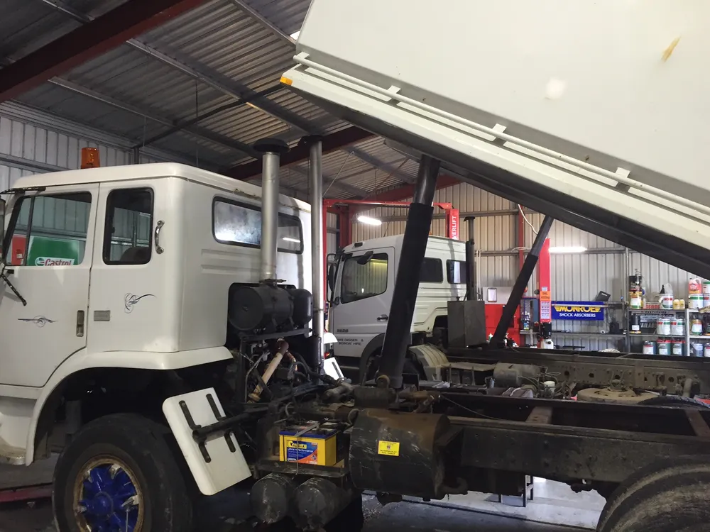 Vehicle on the hoist in a Trusted Mechanical service bay in Lonsdale, a short drive from Hallett Cove